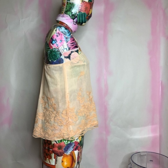 Anthro Eloise Apricot Mesh Lace Camisole T Back - Picture 6 of 9